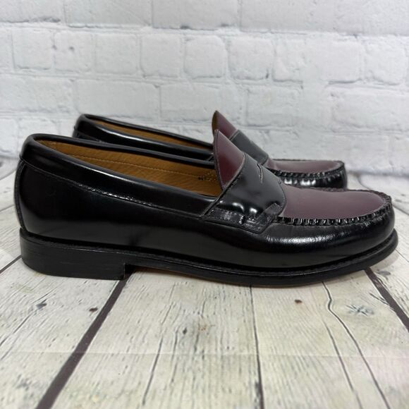 G. H. Bass Weejums 75 Anniversary Penny Loafers Men Size 7 Black Leather Shoes - Picture 1 of 14